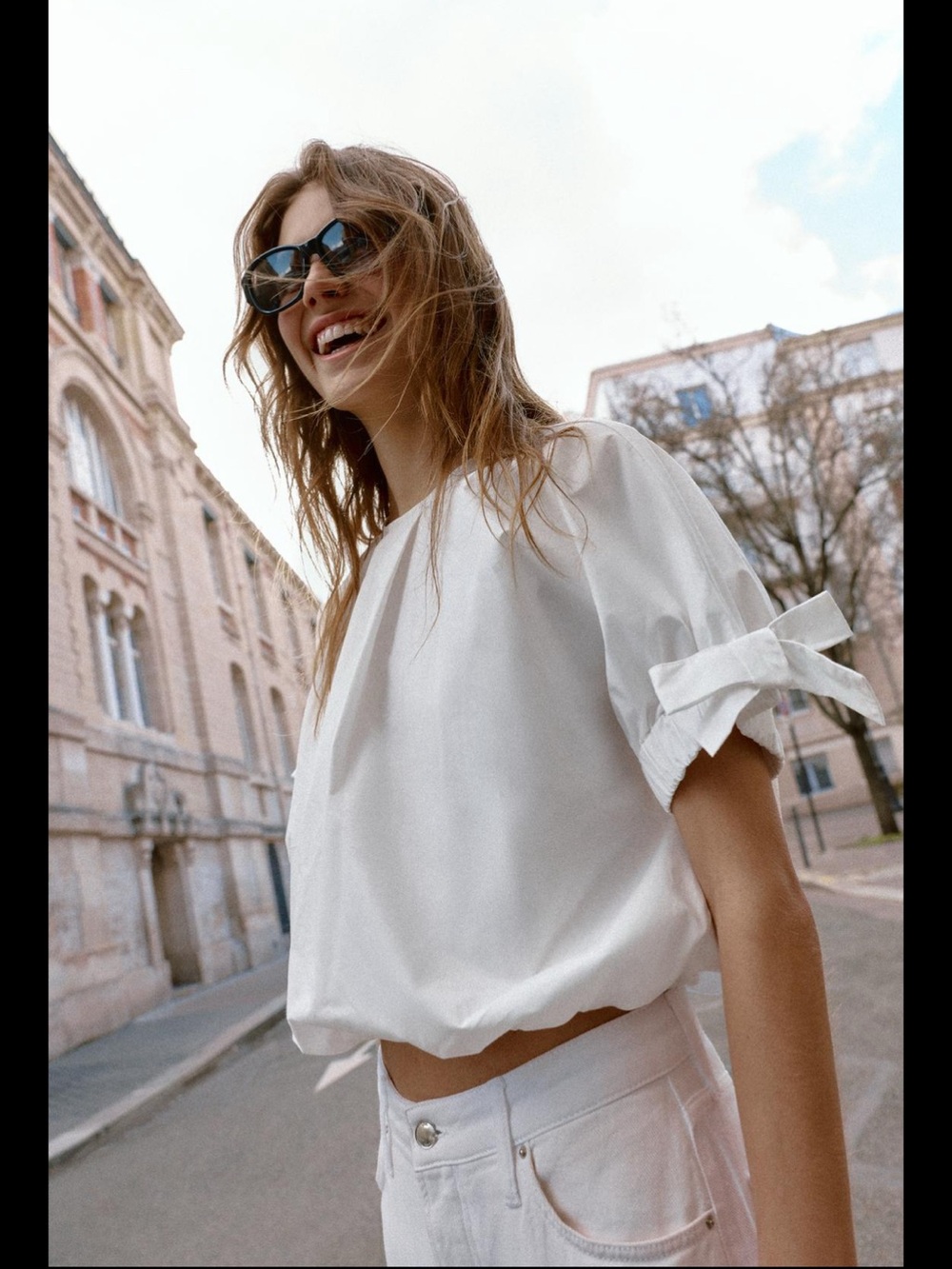 Zara Tied Sleeve Balloon Top
